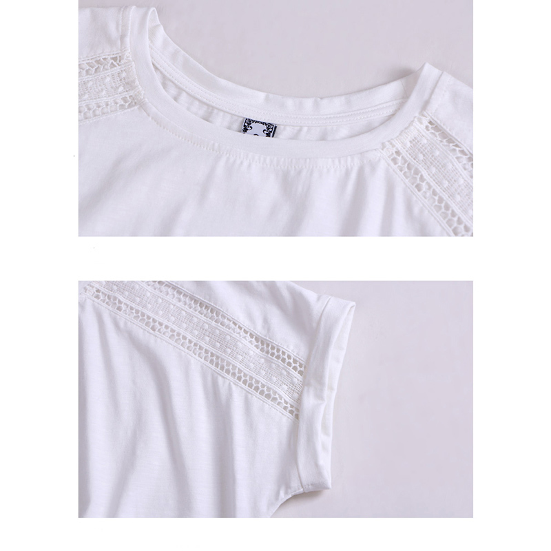 Women's T-Shirt LJSXLS Camisetas Mujer Verano Hollow Out T Shirts Women Cotton Short Sleeve T-Shirt Female Summer Top White Tee Shirt Femme 23041