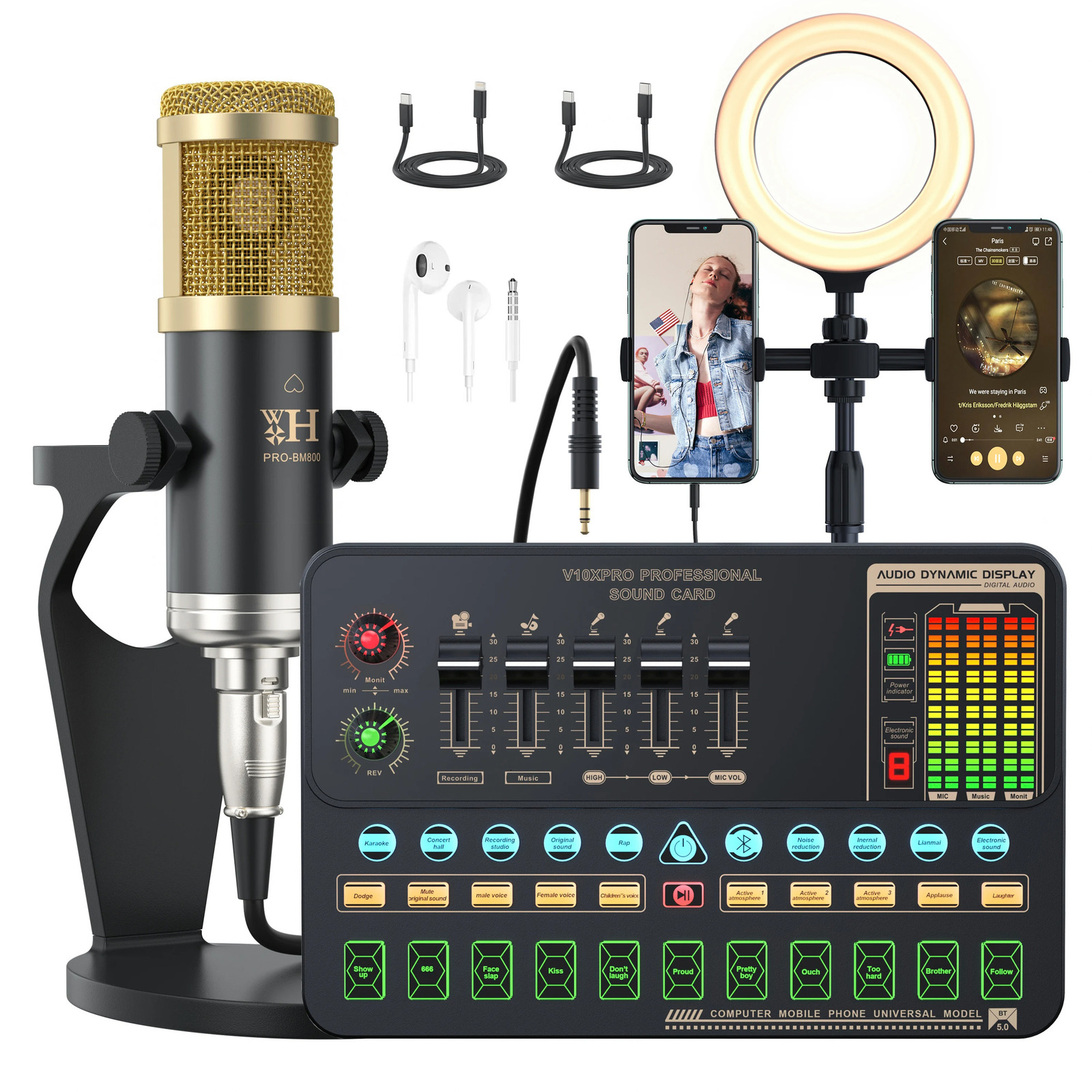 Microphones Upgrade Professional Audio V10XPRO Sound Card Set PRO BM800 Mic Studio Condenser Microphone for Live Streaming 231117