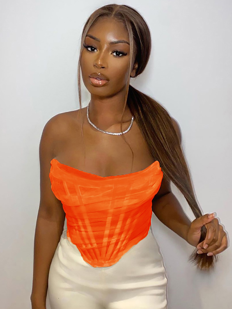 Women's Tanks Camis Colysmo Mesh Crop Top Women Summer s Sexy Party Club Wear Off Shoulder Corset Solid Color Casual Streetwear Tube 230418