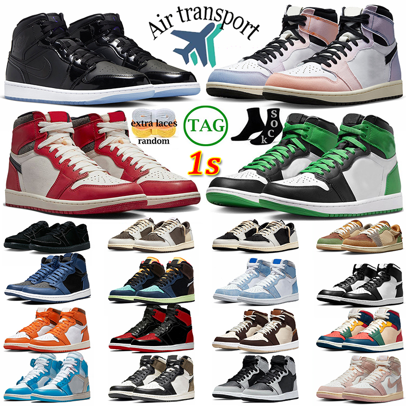 With Box Jorden 1 Basketball Shoes Men Women 1s low Black Phantom Reverse Mocha Olive Lost Found Off White Skyline Travis Scotts Lucky Green Trainers Sports Sneakers