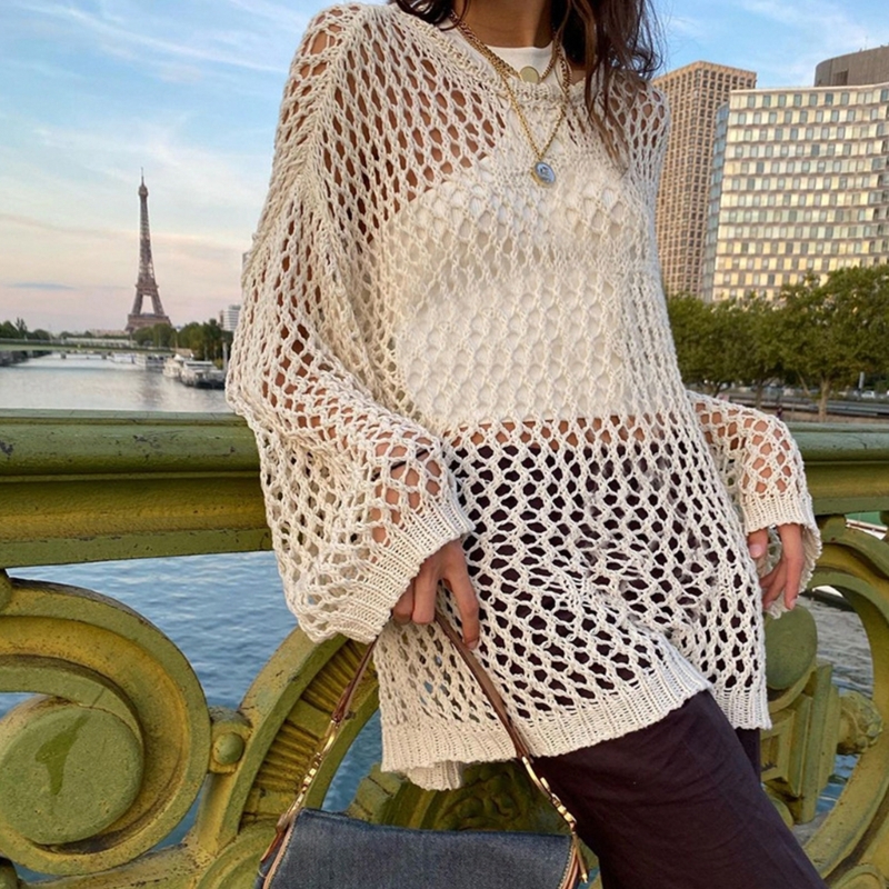 Women Blouses Hollow Out Crochet Knit Tops Color Block Long Sleeve Crew Neck Fall Sweaters Tops,See Through T-shirt, Flesh color
Women Blouses Hollow Out Crochet Knit Tops Color Block Long Sleeve Crew Neck Fall Sweaters Tops,See Through T-shirt, Flesh color