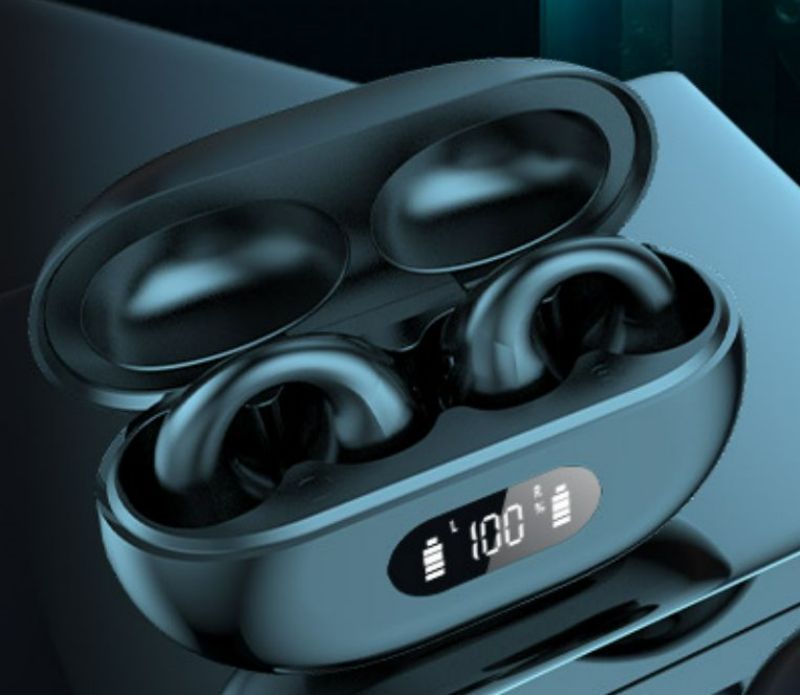 TWS Bluetooth headset Clip-on ears Wireless Earphone Fingerprint control R15 Built-in Microphone LED display High quality Headphone Sport Earphone Mus