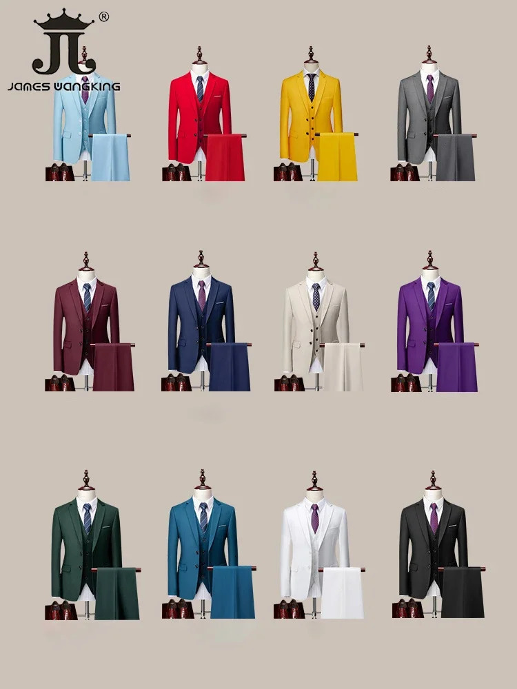 Men's Suits Blazers 14 Color M-6XL Jacket VestPants High-end Formal Business Mens Suit Three-piece Groom Dress Solid Color Suit 231117