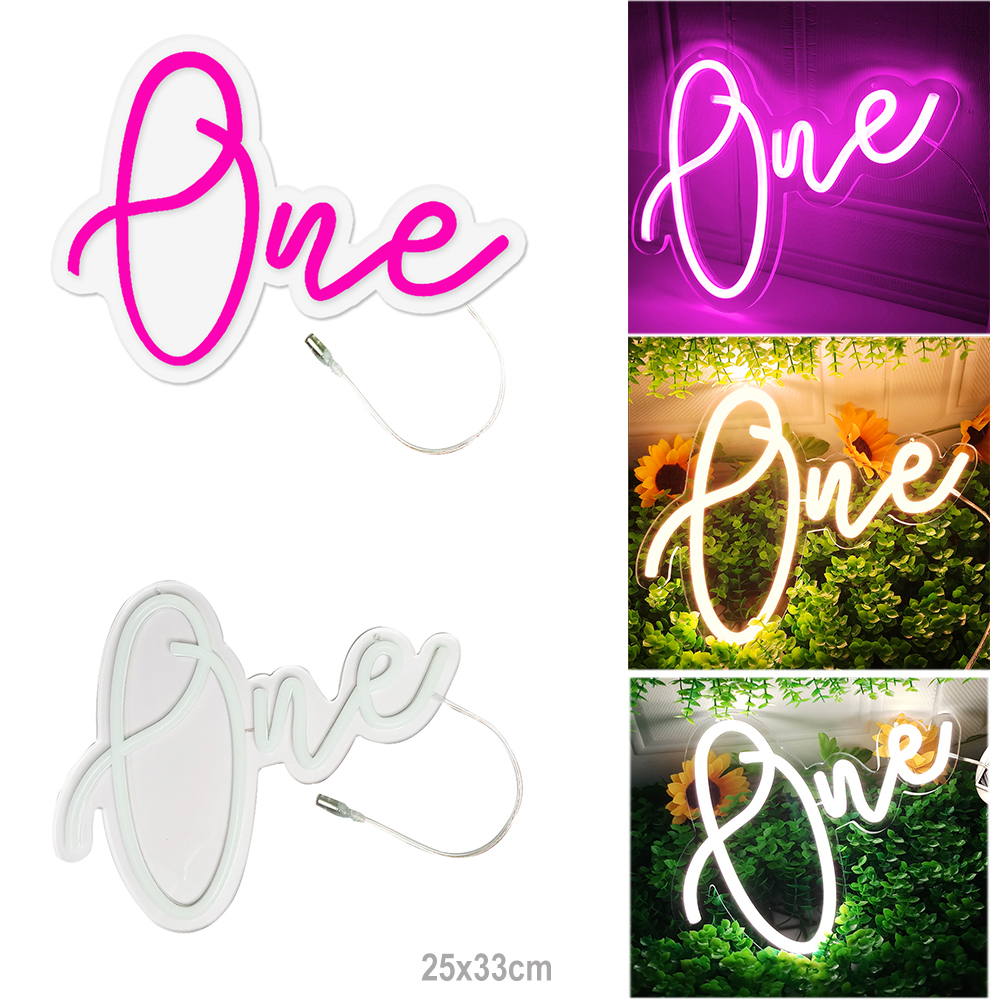 Lamps Shades Neon Sign One LED Lights For Desk Decor Letters Ornament For Baby Birthday Party Day Gift Personalized Decor 5V With Dimmer Base 230418