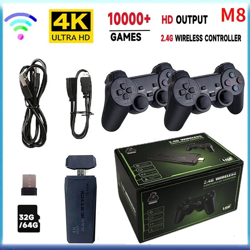 Portable Game Players Video Sticks M8 Console 2 4G Dual Wireless Controller Stick 4K 10000 games 64GB Retro game For Dropshiopping Xmas Gift 231117