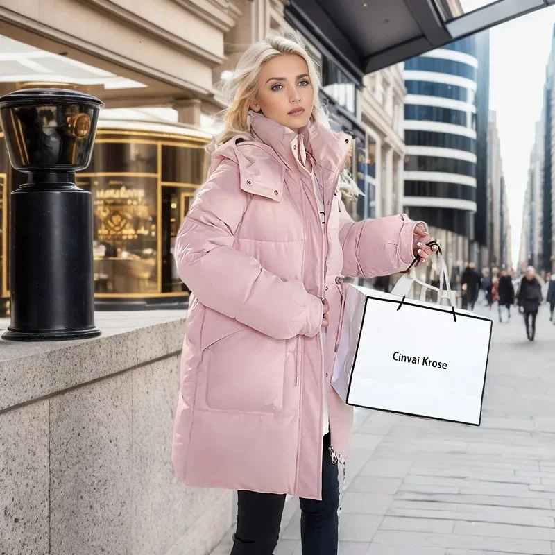 Women's Down Parkas Autumn Winter Ladies Loose Jackets Casual Simple Solid Hooded Zipper Pockets Windproof and Warm Female Coats 231117