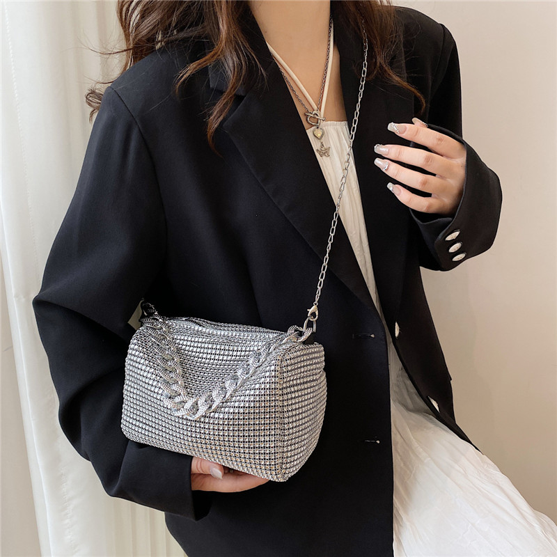 Evening Bag female 2023 new Korean version of this year's popular fashion trend bright drill cross-body niche rivet crossbody bag portable women&