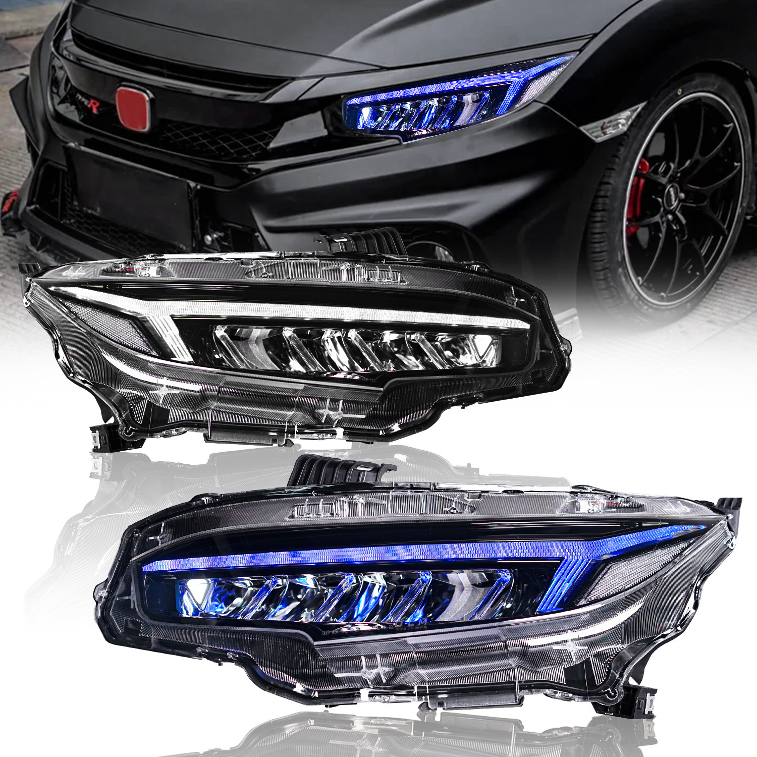 LED Headlight For HONDA CIVIC 10th 20 16-20 21 RGB Dragon Wing Style Headlight Dynamic Turning Signal Front Lamp