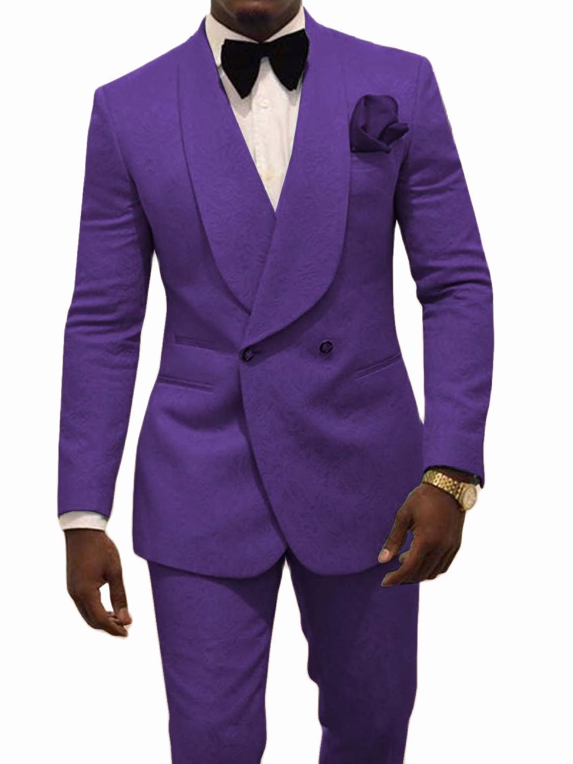 Men's Suits Blazers Custom Made Groomsmen White Pattern Groom Tuxedos Shawl Lapel Suits 2PCS Wedding Man JacketPants Costume Homme 230418