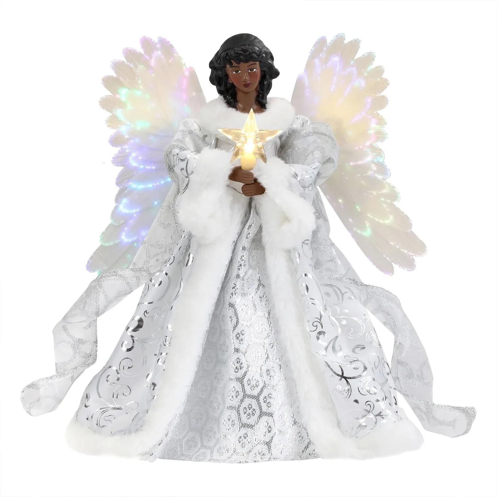 Christmas Decorations Christmas Tree Toppers LED Glowing Angel Ornament Xmas Festive Party Supplies Home Decoration Year Navidad Noel 231117