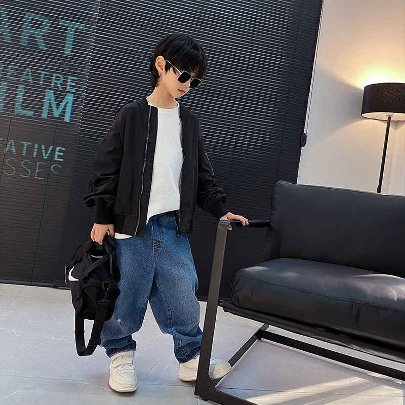 Jeans Boys Jeans Kids Casual High Waist Jean Pant Blue Denim Pants 4 To 12Yrs Children's Spring Autumn Cotton Trousers 230418