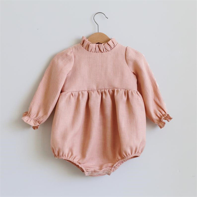 Rompers Summer born Baby Girl Clothes Solid Color Baby Rompers Cotton Long Sleeve Toddler Romper Infant Jumpsuit Clothing 0-24 Months 230418