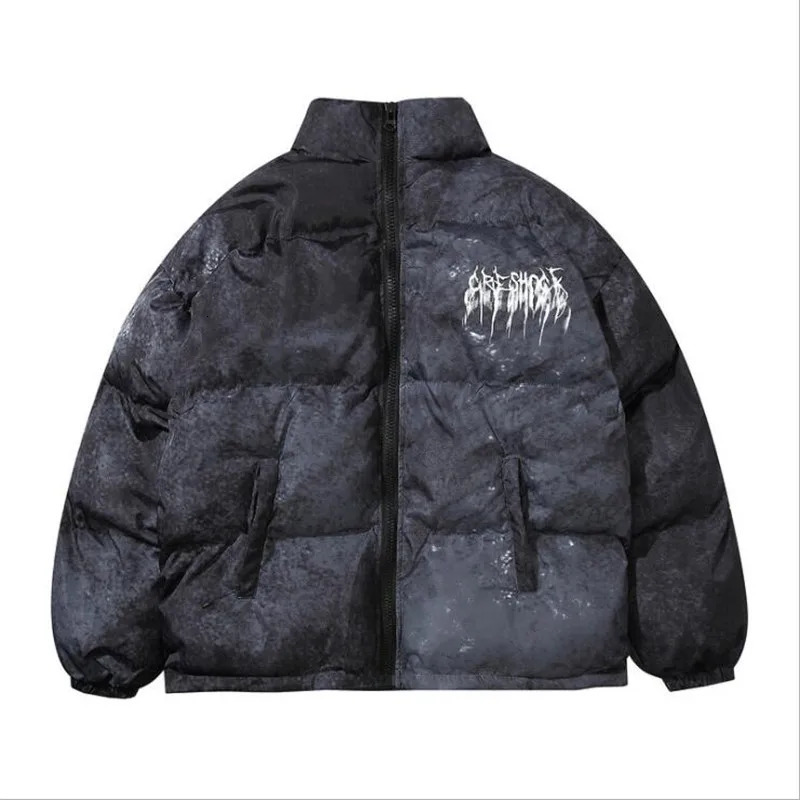 Men's Down Parkas Men Hip Hop Oversize Padded Bomber Jacket Coat Streetwear Graffiti Parka Cotton Harajuku Winter Outwear 231117