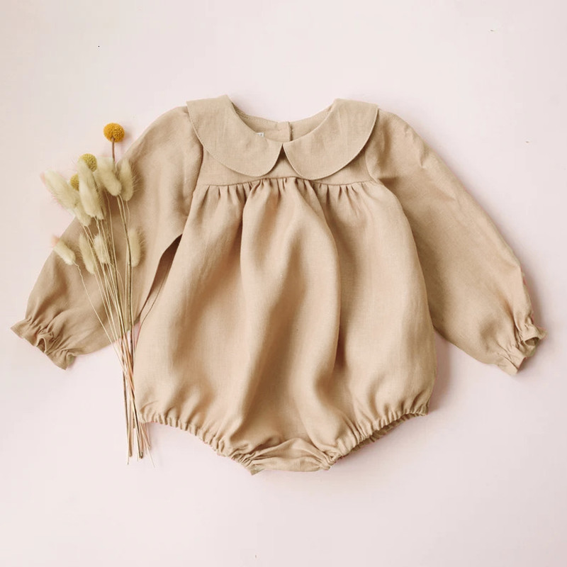 Rompers Summer born Baby Girl Clothes Solid Color Baby Rompers Cotton Long Sleeve Toddler Romper Infant Jumpsuit Clothing 0-24 Months 230418