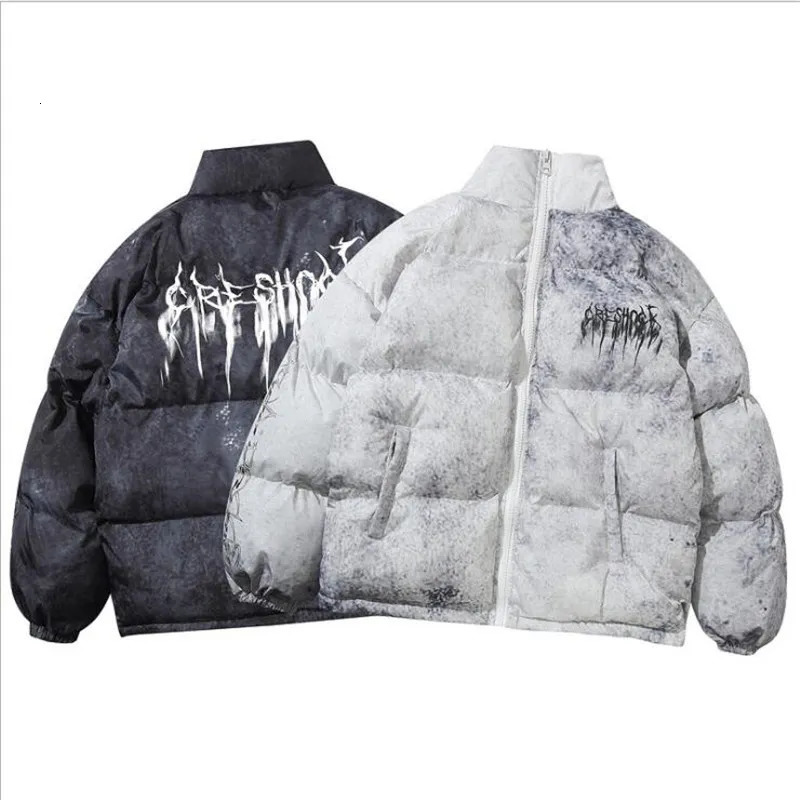 Men's Down Parkas Men Hip Hop Oversize Padded Bomber Jacket Coat Streetwear Graffiti Parka Cotton Harajuku Winter Outwear 231117