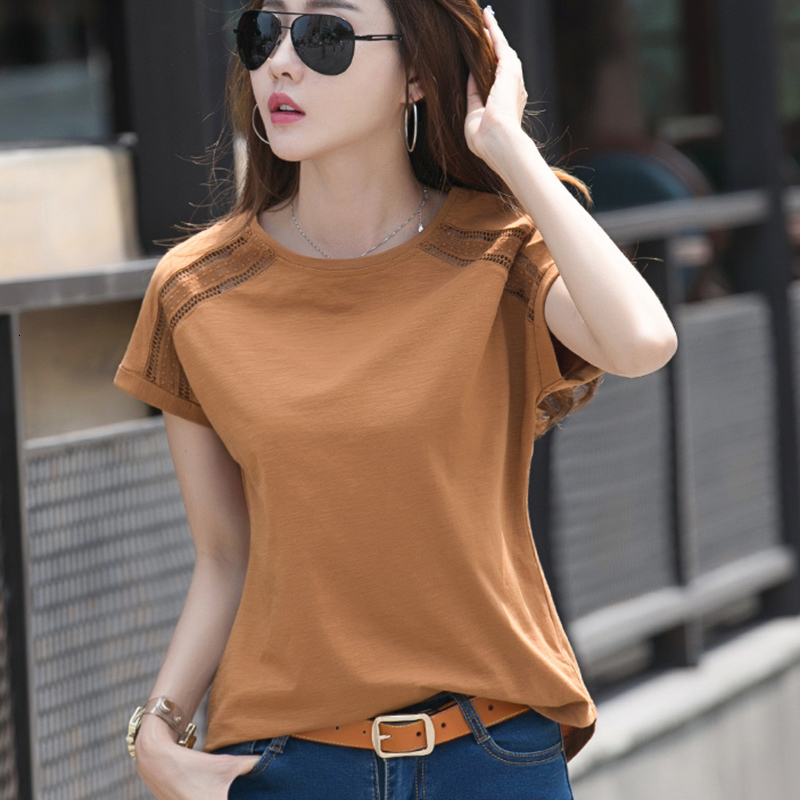 Women's T-Shirt LJSXLS Camisetas Mujer Verano Hollow Out T Shirts Women Cotton Short Sleeve T-Shirt Female Summer Top White Tee Shirt Femme 23041