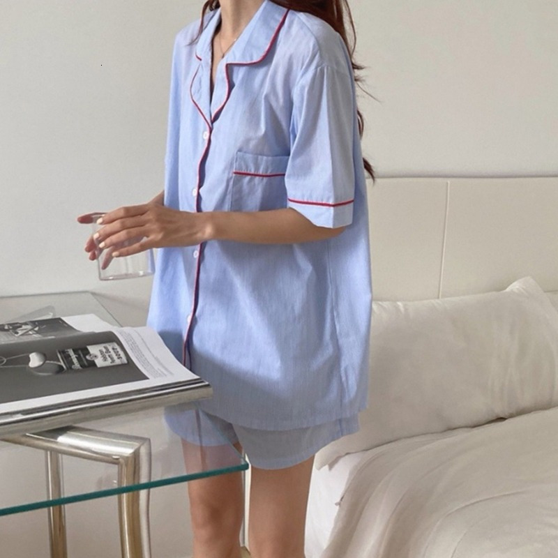 Women's Sleepwear Korean Pajamas for Women Pyjamas Loose Pijamas with Shorts Two Piece Set Summer Soft Casual Home Suit Spring Drop 230418