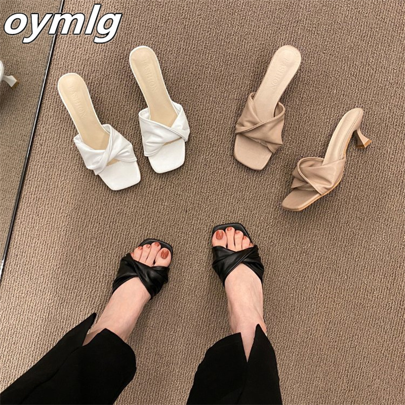 Sandals Net red stiletto sandals and slippers women's all-match fashion temperament retro one-word high-heeled sandals pumps 230418