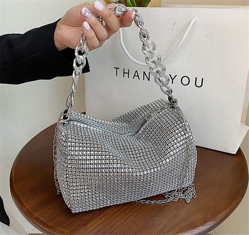Evening Bag female 2023 new Korean version of this year's popular fashion trend bright drill cross-body niche rivet crossbody bag portable women&