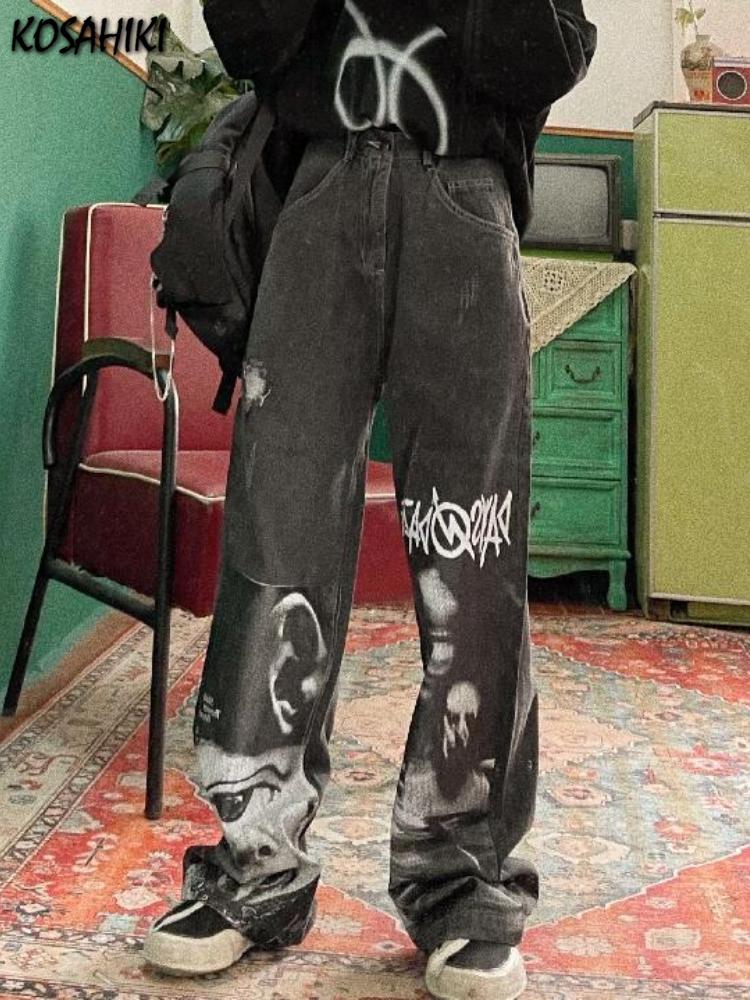Jeans KOSAHIKI HIP HOP JEANS WOMAN VINTAGE Y2K AESTHETIC HARAJUKU PRINT DENIM PANTS WOMEN KOREAN FASHION WIDE LEG JEAN TROUSERS 2022, Black
Jeans KOSAHIKI HIP HOP JEANS WOMAN VINTAGE Y2K AESTHETIC HARAJUKU PRINT DENIM PANTS WOMEN KOREAN FASHION WIDE LEG JEAN TROUSERS 2022, Black