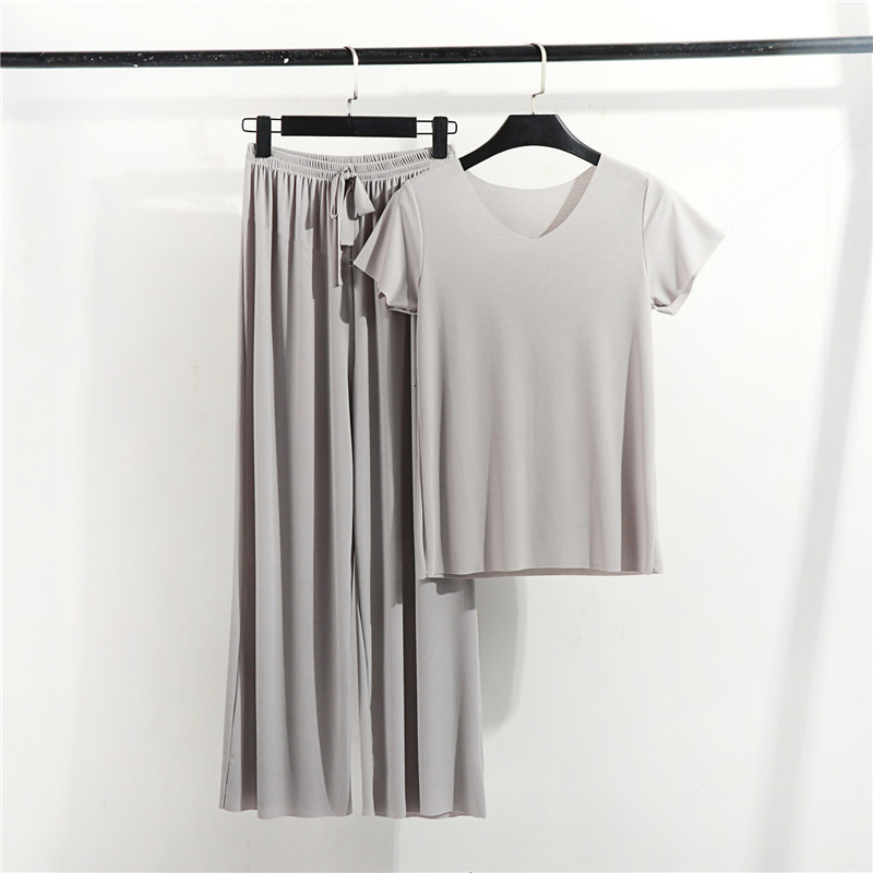 Women's Sleepwear Spring Summer Women's Pajamas Set Modal Short Sleeve Pants Two piece V-neck T-shirt Thin Casual Home Wear sleepwear pijama