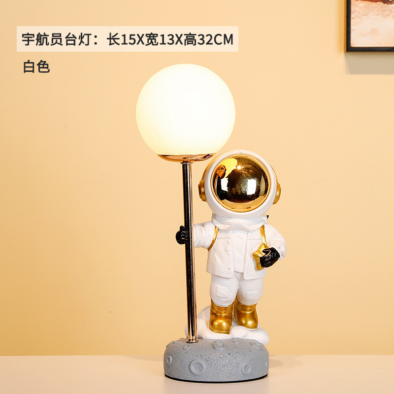 Lamps Shades Space Station Astronaut Table Lamp Children's Room Creative LED Desk Light Baby Cartoom Bedroom Table Art Decor Resin Lunar Lamp 230