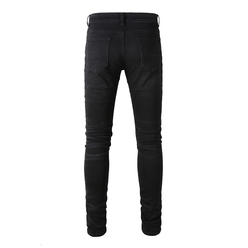 Men's Jeans Arrivals Men Steetwear Style Bandana Skinny Stretch With Holes Ripped Slim Fit Black Blue High Street Distressed Patch 230418