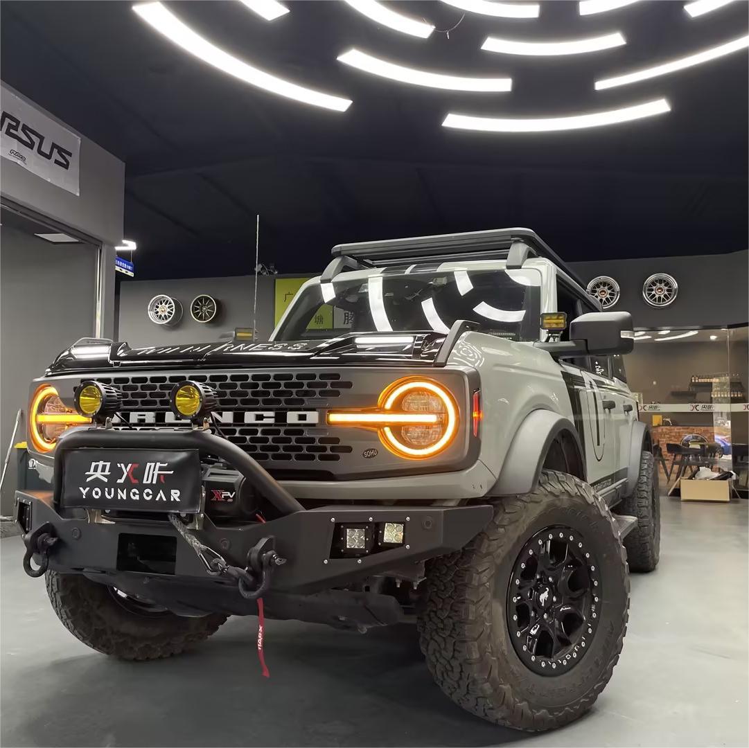 LED Headlight Bulbs for Ford Bronco Raptor 2021-2023 Daytime Running Lights Headlights High Version Assembly Upgrade