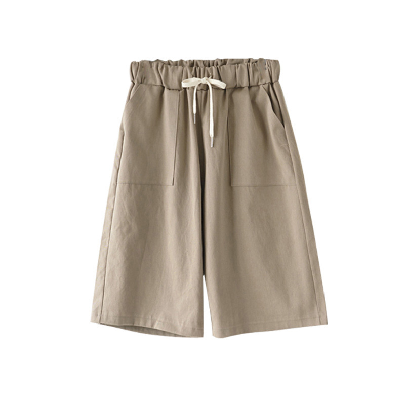 Women's Shorts Women Summer bermuda Shorts Cotton Wide-legged Leisure Trousers Large Size Loose Elastic Waist With Belt shorts 6XL 7XL 8XL 230418