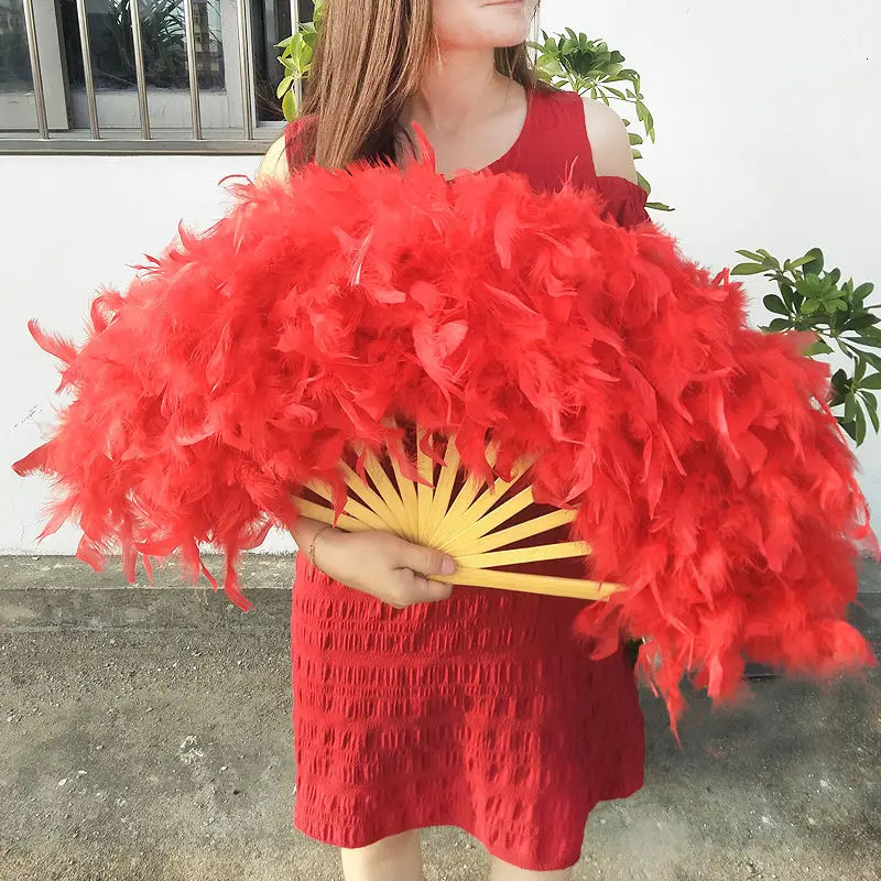 Other Event Party Supplies 7040cm Large Pink Feather Fan Pography Props Stage Performance Dance Lolita Folding Wedding Decoration 231117