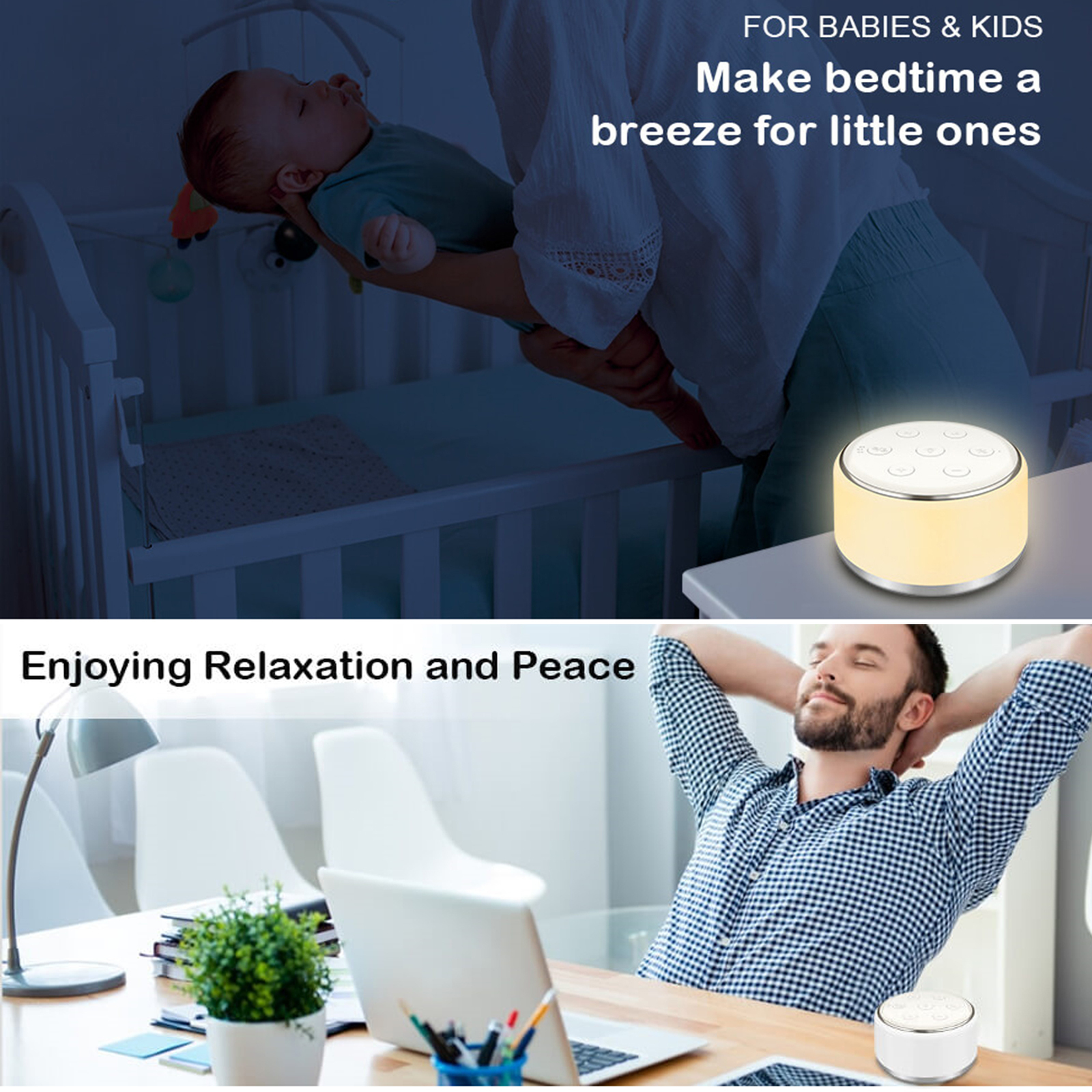 Baby Monitor Camera Desktop White Noise Machine Sleep Sound Machine for Baby Sleep Soother 7 Colors Night Lights 34 Soothing Sounds 230418
