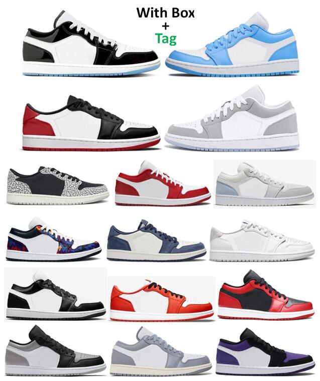 

1 Low Basketball Shoes UNC Black Cement Black Toe 2023 Concord Panda Neutral Grey Starfish Wolf Grey Men Women 1s Paris Gym Red Midnight Navy Nothing But Net Sneakers