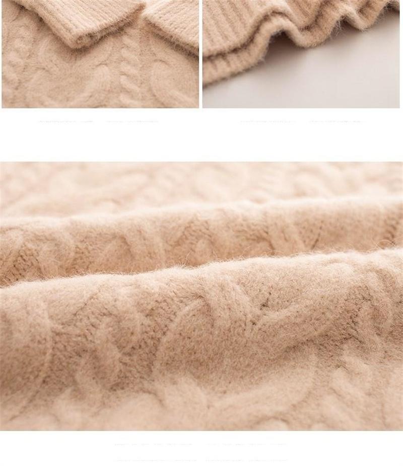 Womens Sweaters Velvet Thick Knitted Sweater Women Retro Western Style Short Student Hedging Fall/Winter Loose Outside Take LazyWomens