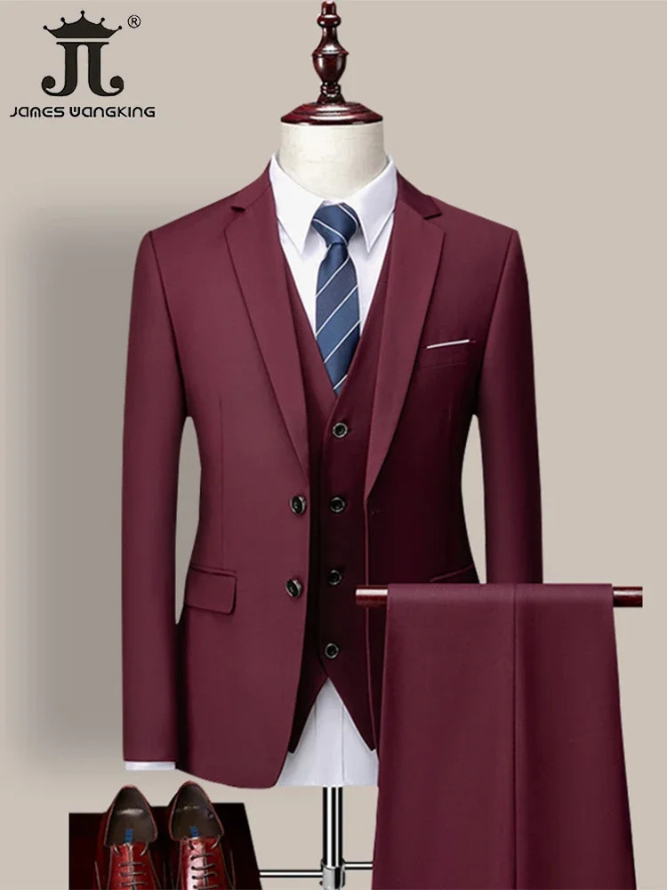 Men's Suits Blazers 14 Color M-6XL Jacket VestPants High-end Formal Business Mens Suit Three-piece Groom Dress Solid Color Suit 231117