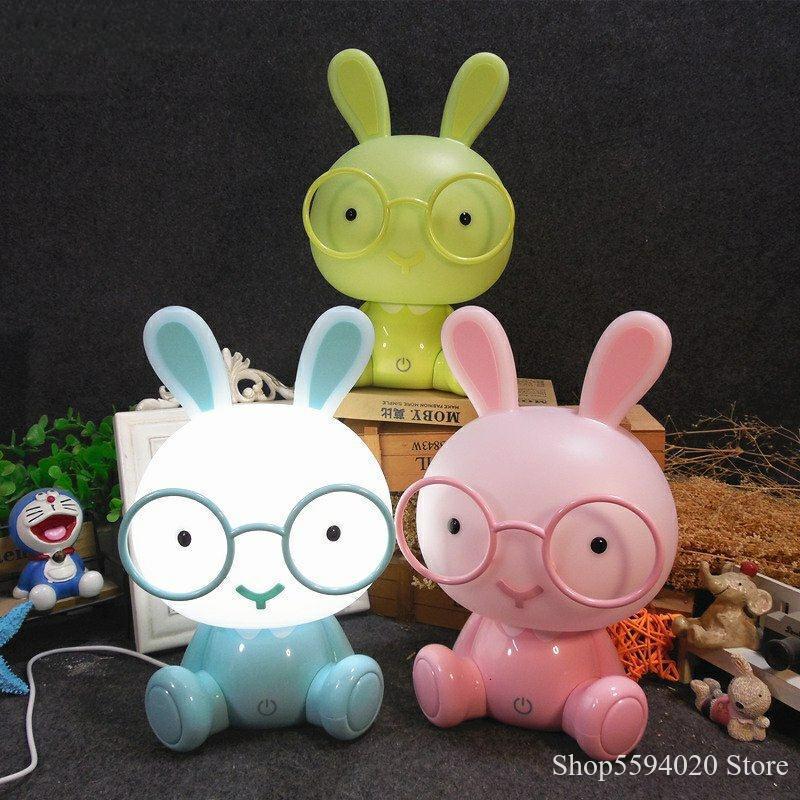 Lamps Shades Cartoon Rabbit Lamp Cute Animal Led Children Baby Kids Room USB Led Night Lights Christmas Gift Bedside Decor Home Night Lamp 230418