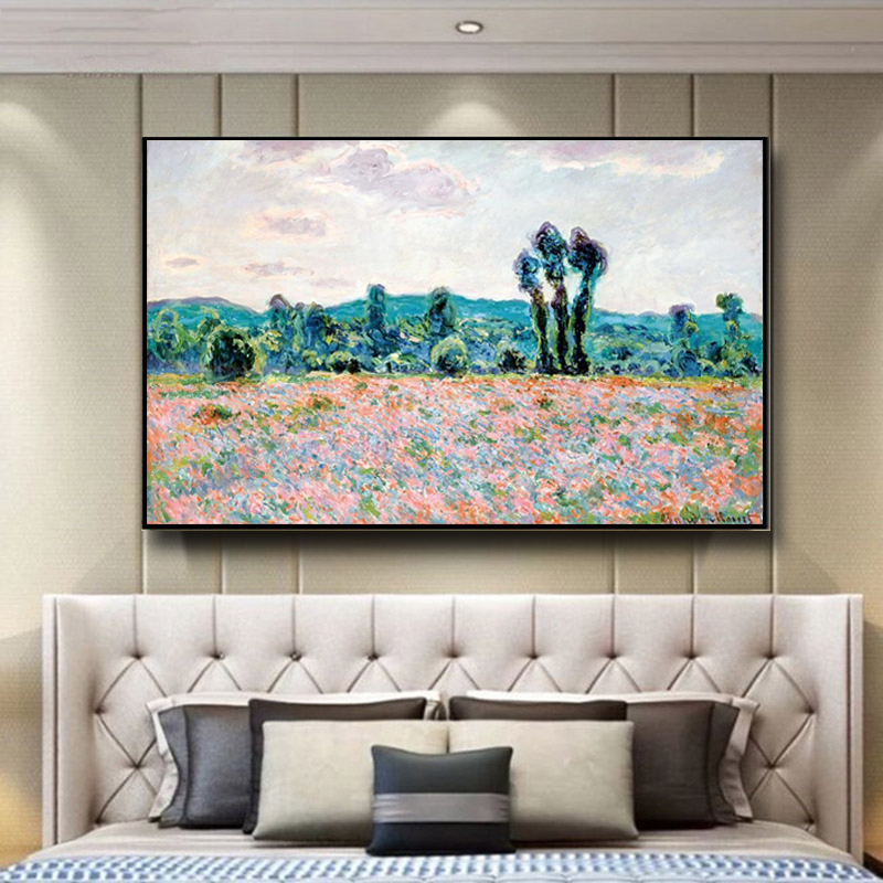 Monet Wild Poppy Field Sunrise Landscape Canvas Painting Wall Impressionism Art Print Poster Pictures For Living Room Cuadros Home Decor
