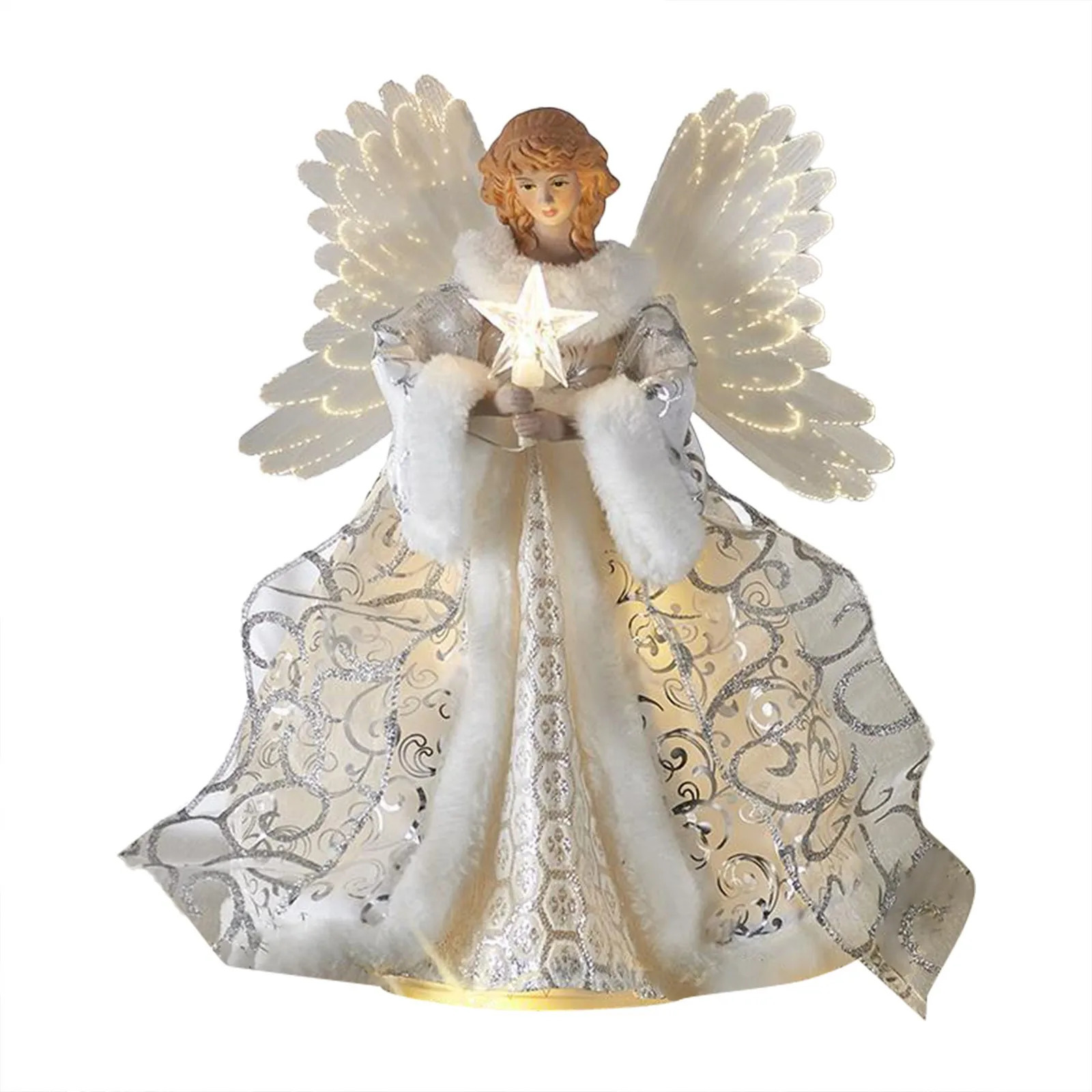 Christmas Decorations Christmas Tree Toppers LED Glowing Angel Ornament Xmas Festive Party Supplies Home Decoration Year Navidad Noel 231117