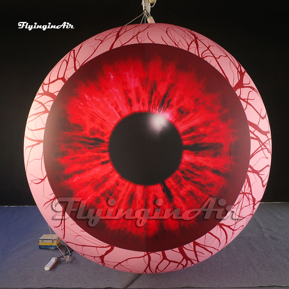 Fantastic Scary Giant Inflatable Eyeball Balloon Hanging/Ground Sphere With LED Light For Carnival Stage Decoration