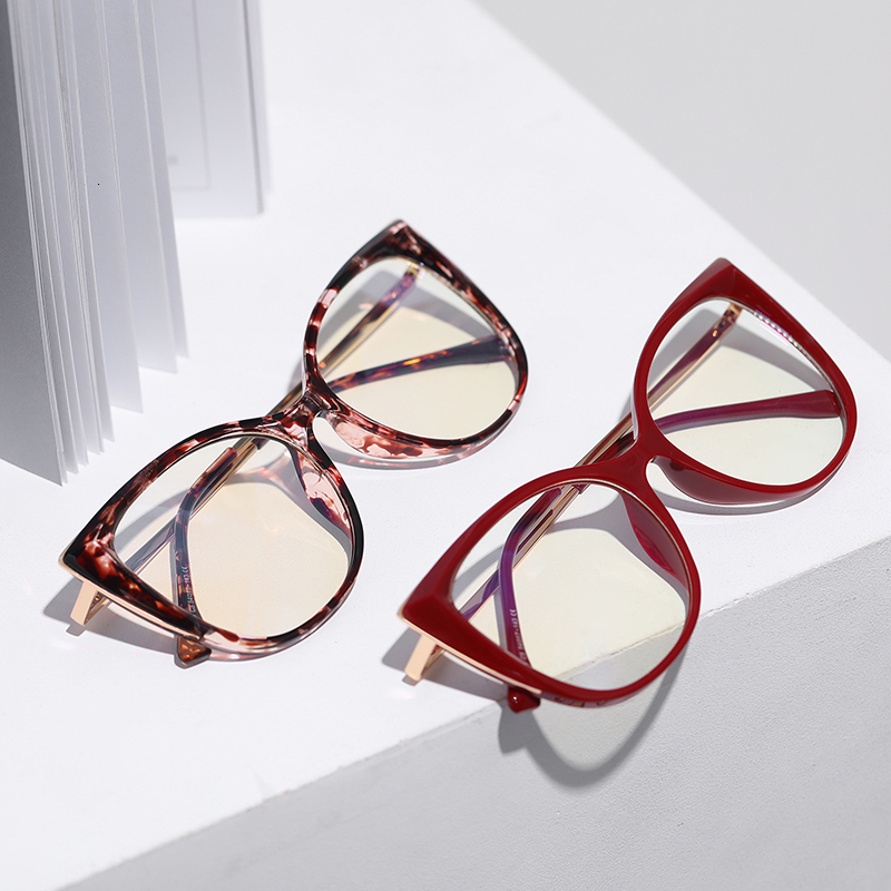 Sunglasses Frames Fashion Women Cat Eye Glasses Frame for Female Optical Eyeglasses Full Rim Prescription UV400 Coating Antiscratch Blue Light 230417