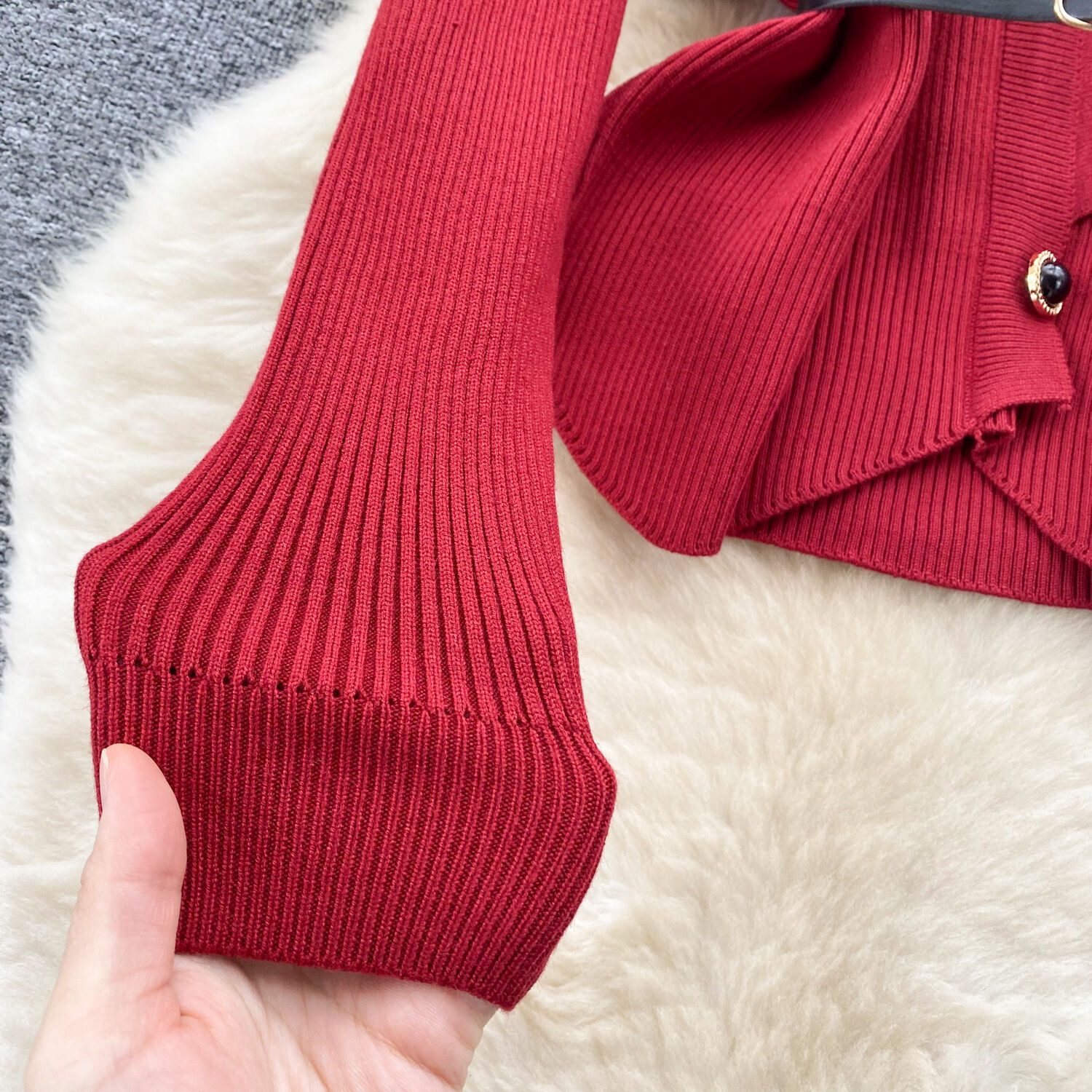 Two Piece Dress High Quality Ruffle Edges And Waistband Long Sleeve Knit Shirt For Women With Autumn And Winter Girls Pleated Mesh Skirt Sets 2024