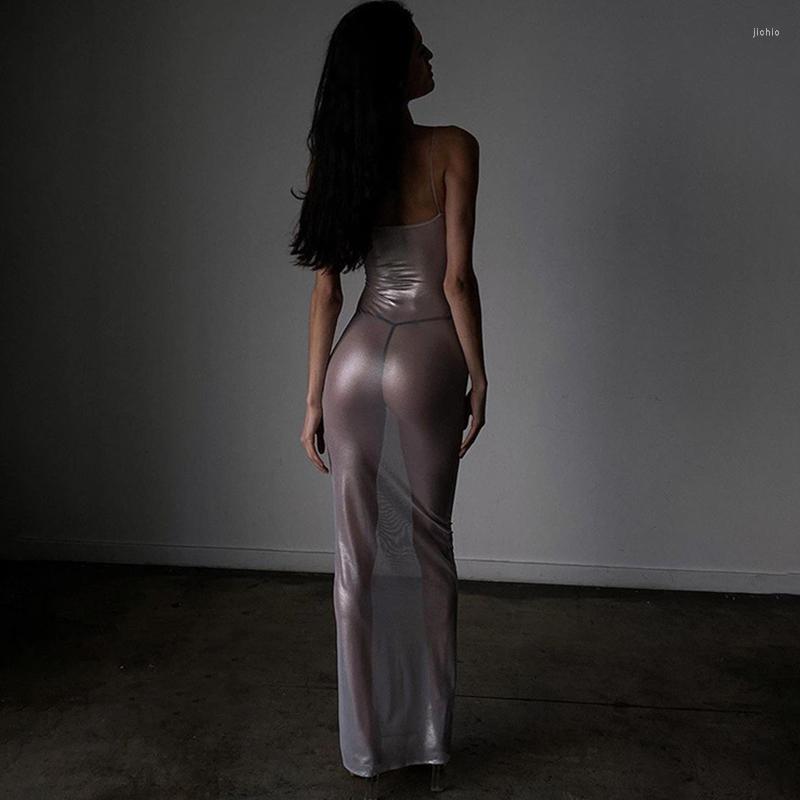 Casual Dresses Women/Girl Summer Solid Transparent White Mini Fashion Sexy Sleeveless Perspective Sling Skirt Party Beach Dress