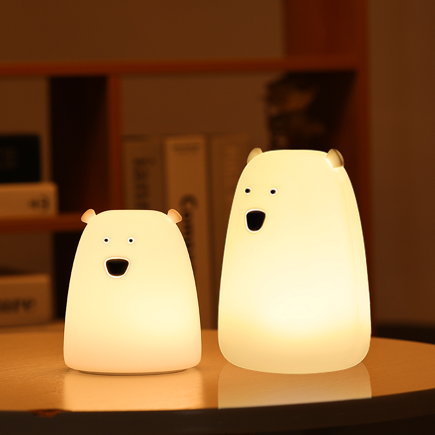 Lamps Shades Cute Bear LED Night Light Decoracion Lampara De Noche Ddormitorio Baby Kids Bedside Lamp Silicone Touch Sensor Tap Control 230418