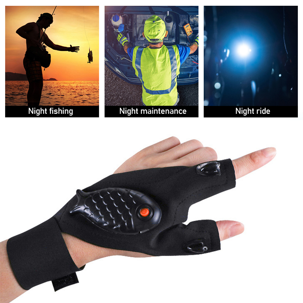 Car Repair Kits Rechargeable Flashlight Gloves Universal Fingerless Gloves LED Lighting Repair Finger Lamp For Outdoor Night Fishing Camping Hiking To