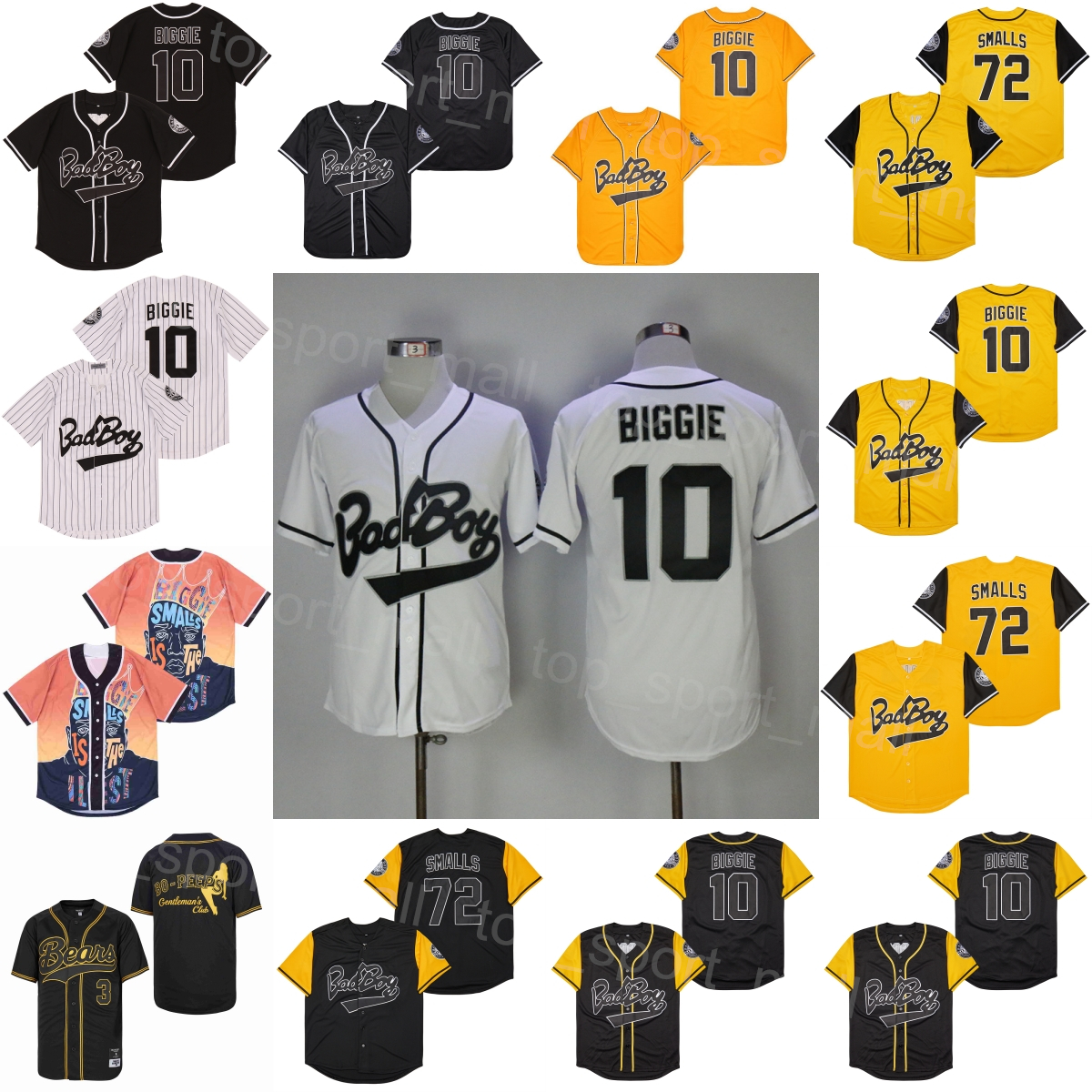 Movie Baseball Badboy Bad Boy Jersey Notorious 10 Biggie Smalls 72 Embroidery And Stitched Team Black White Pinstripe Retire Cooperstown Cool Base Breathable