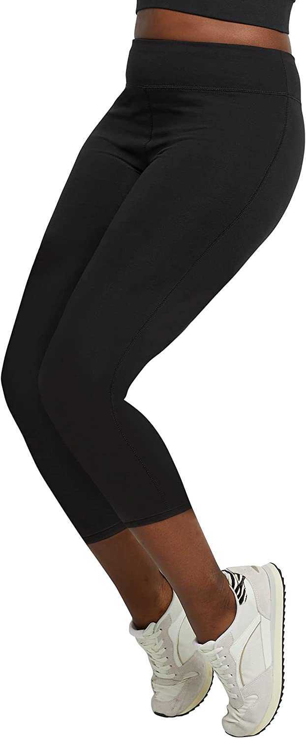 Hanes Women's Capri Leggings Stretch Cotton-Spandex Leggings High Waist Women's Sports Leggings 22"