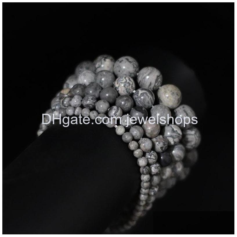 Charm Bracelets 100% Natural Map Stone Bracelet Man Women 4/6/8/10/12Mm Grey Smooth Beaded Braclet Birthday Braslet For Couple Weddi Dhwks
Charm Bracelets 100% Natural Map Stone Bracelet Man Women 4/6/8/10/12Mm Grey Smooth Beaded Braclet Birthday Braslet For Couple Weddi Dhwks