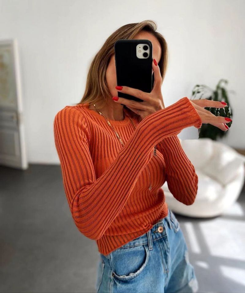 Women's Knits White Long Sleeve T-shirt Women See Through Knitted Top Y2K Streetwear Hollow Out Knitwear Tee Shirts Woman Winter Autumn