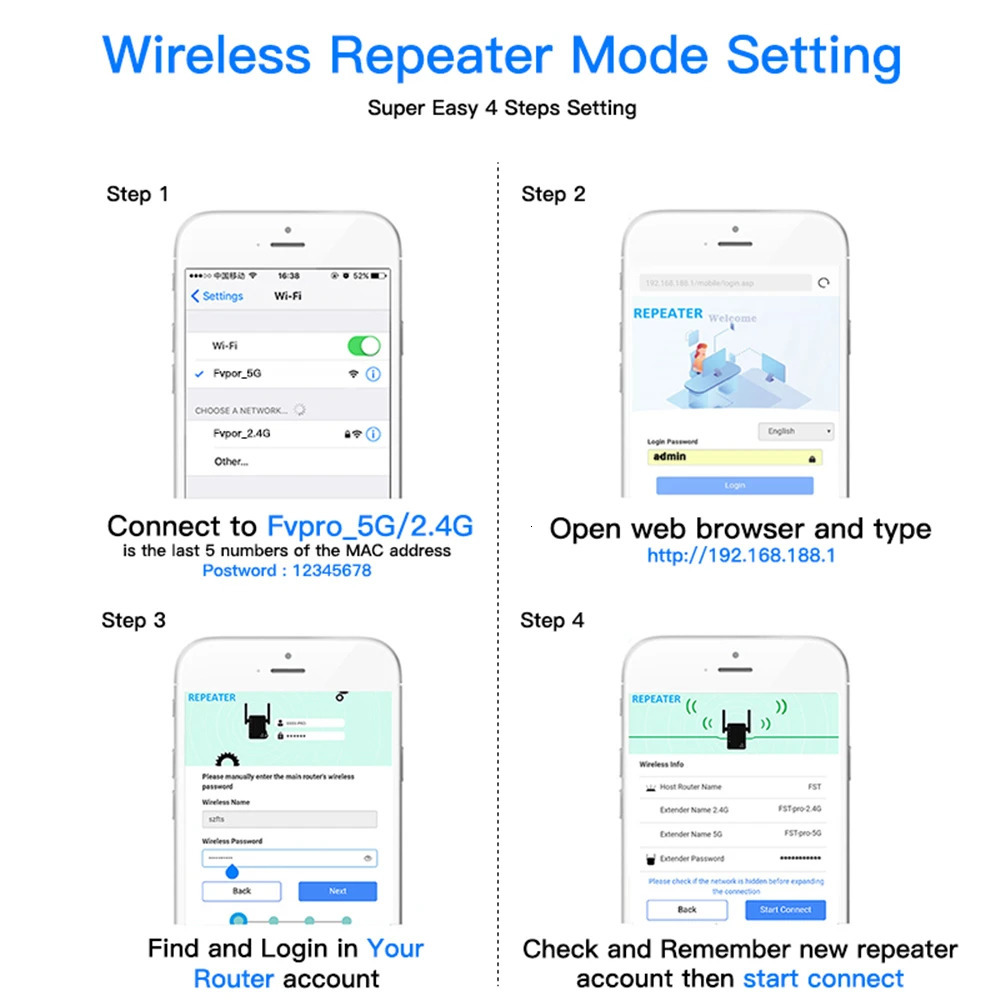 Routers 5Ghz WiFi Repeater AC1200 Wi Fi Booster Extender Amplifier 2 4G 5GHz Signal Long Range Network Access Point 231117