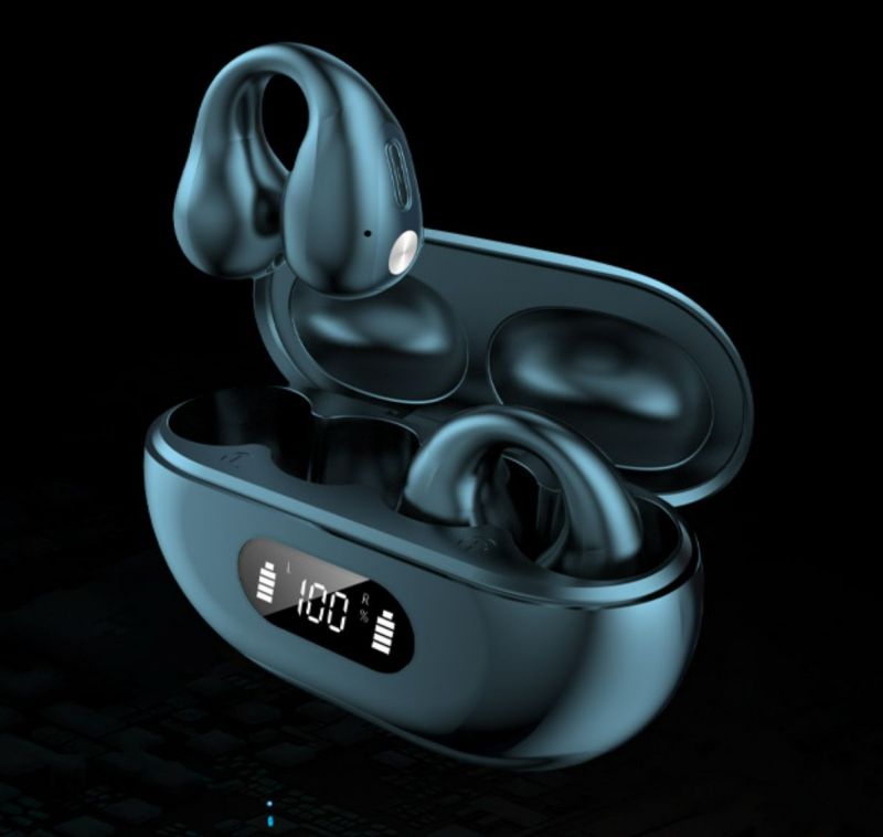 TWS Bluetooth headset Clip-on ears Wireless Earphone Fingerprint control R15 Built-in Microphone LED display High quality Headphone Sport Earphone Mus