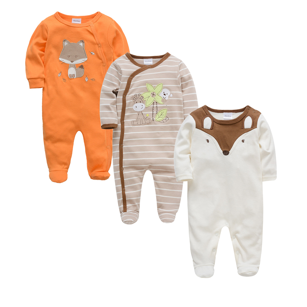 Rompers 2/3 pcs set Baby Rompers 0-12 months Cotton Autumn Winter Overalls Cartoon Print born Clothes Infant Toddlers Jumpsuit 230418